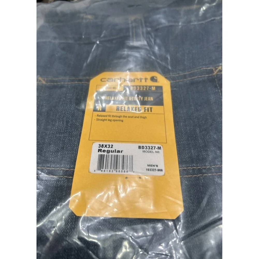 New w/Tags Carhartt Relaxed‎ Fit Utility Jean 38x32 Medium Wash Workwear Denim